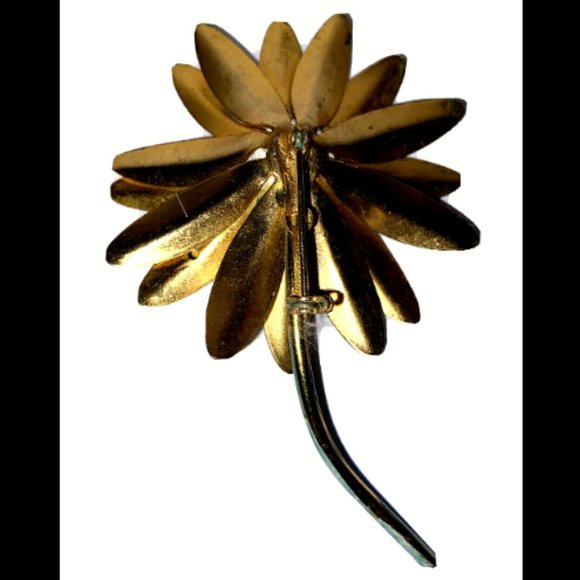 Sandor White Daisy Brooch Pin Ladybug Stem Flower Power 4" Vintage - Picture 5 of 12
